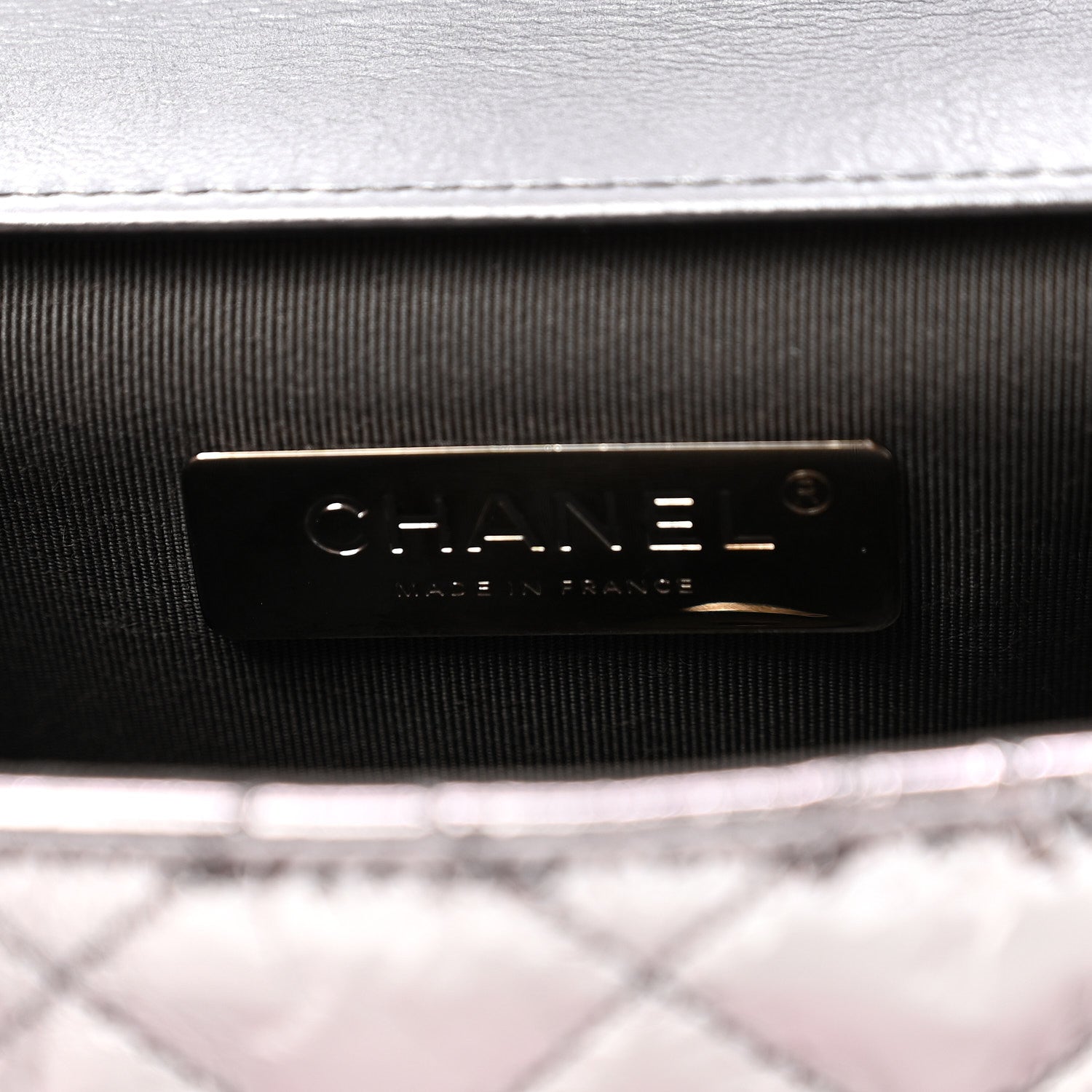 Chanel Crumpled Metallic Calfskin Quilted Ring Handle Mini Flap Silver 6 of 10