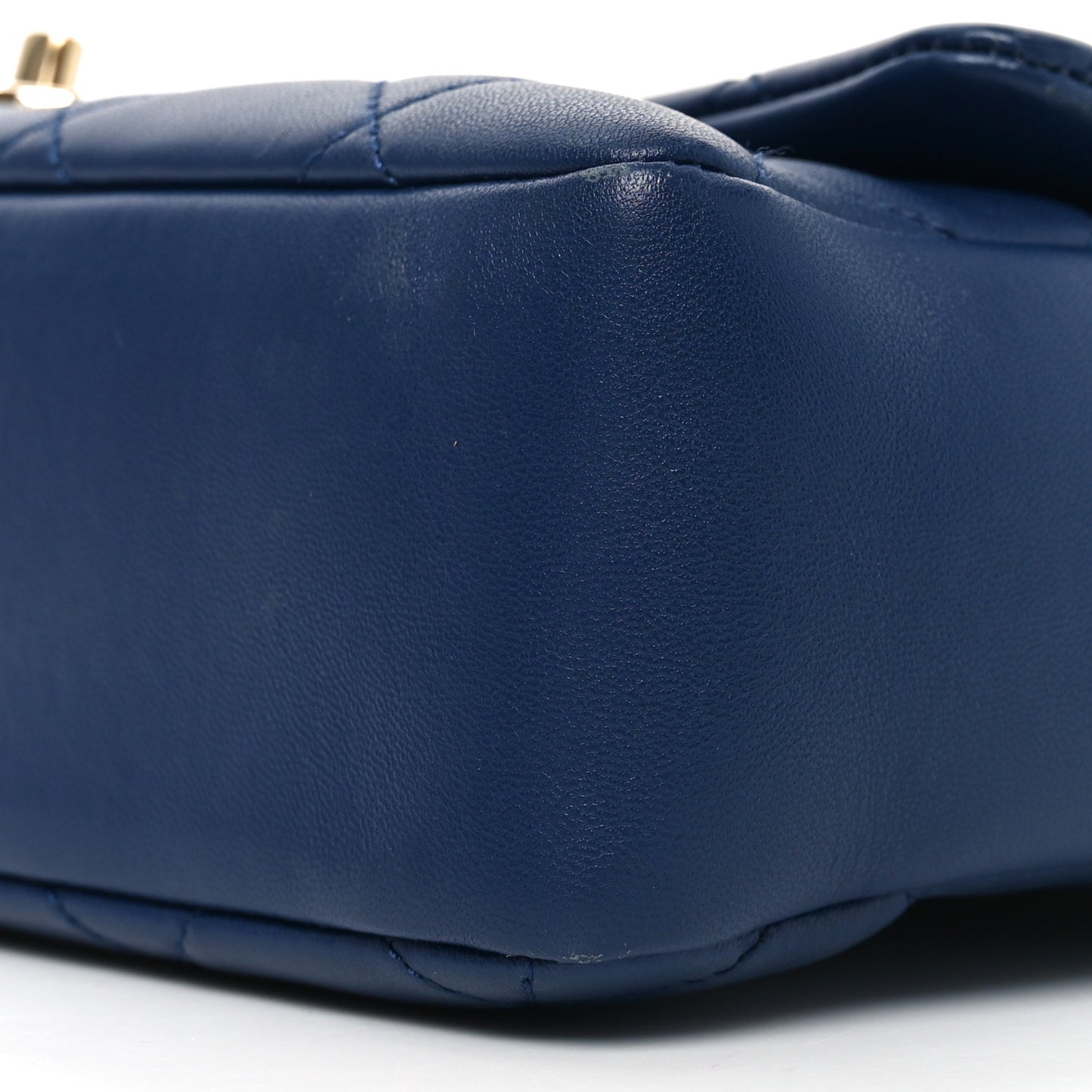 Lambskin Quilted Resin Bi-Color Chain Flap Bag Navy