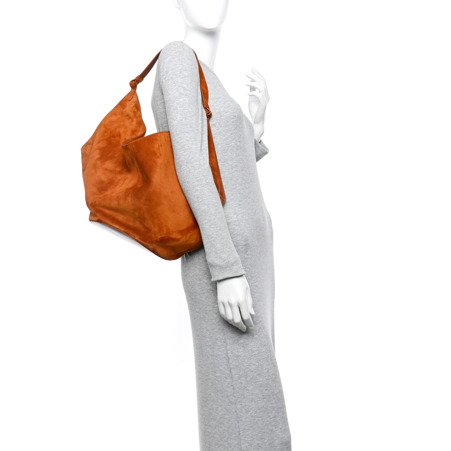 Khaite Suede Calfskin Medium Lotus Tote Caramel 2 of 12
