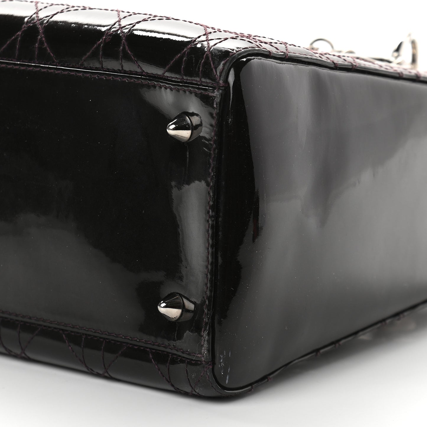 Patent Cannage Stitched Medium Lady Dior Amethyste