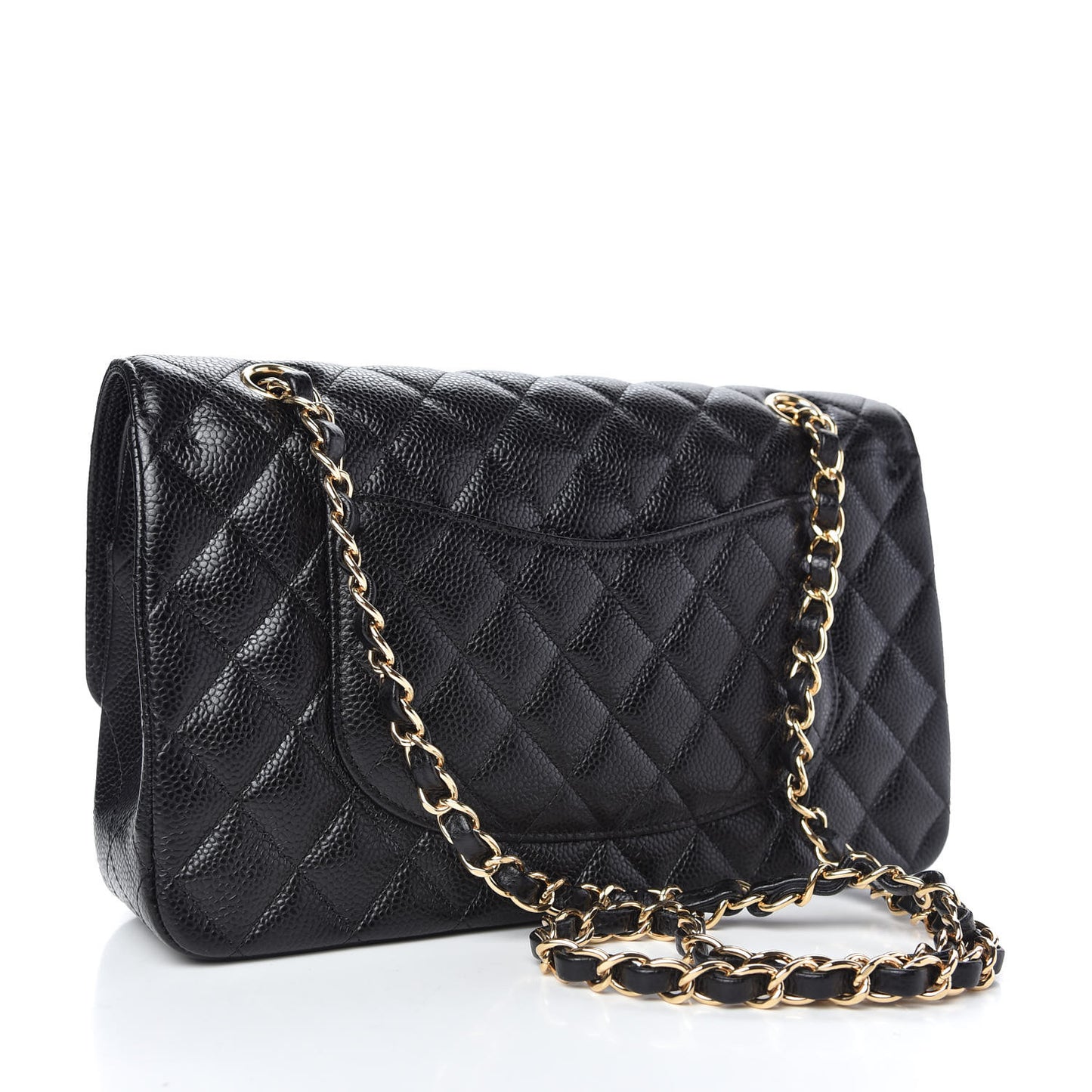 Caviar Quilted Medium Double Flap Black