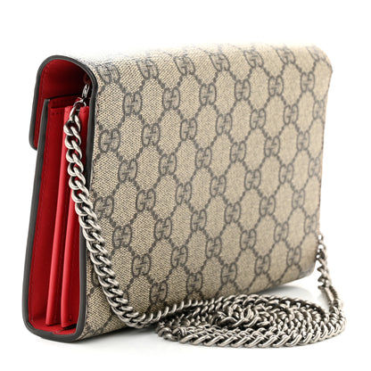 Gucci GG Supreme Monogram Mini Dionysus Chain Wallet Beige Vulcanic Red 3 of 12