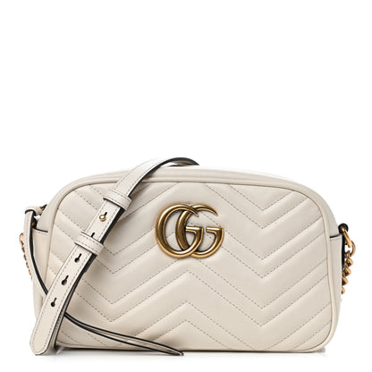 Gucci Calfskin Matelasse Small GG Marmont Chain Shoulder Bag White 1 of 4