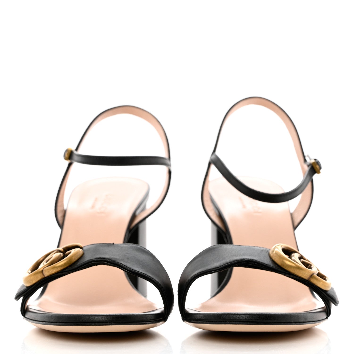 Gucci Lifford Calfskin GG Marmont Ankle Wrap 75mm Sandals 37 Black 2 of 9
