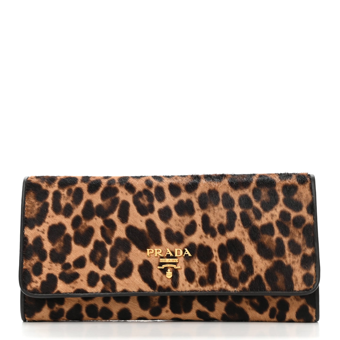 Calf Hair Leopard Continental Flap Wallet Miele Moro