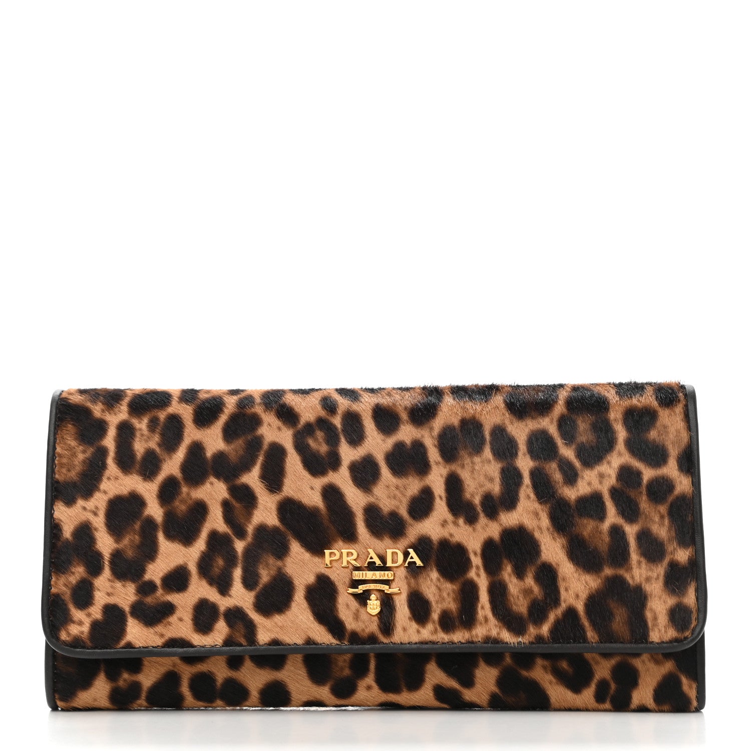 Prada Calf Hair Leopard Continental Flap Wallet Miele Moro 3 of 7