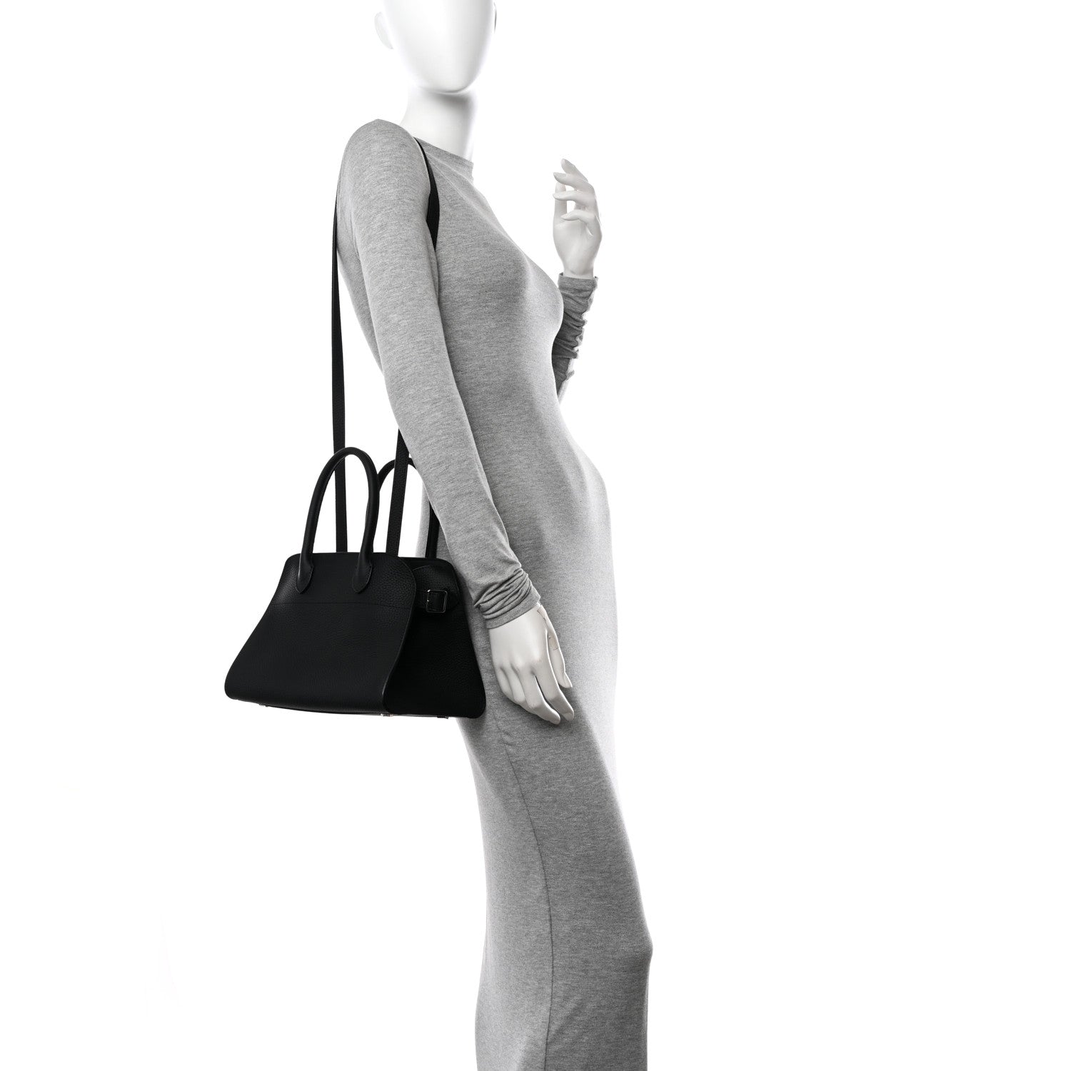 The Row Grained Calfskin Soft Margaux 10 Bag Black 2 of 9