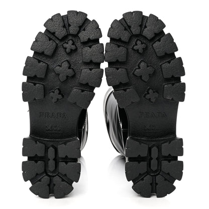 Prada Spazzolato Rois Re-Nylon Metal Triangle Logo Monolith Pouch Pocket 55mm Tall Boots 37 Black 5 of 8