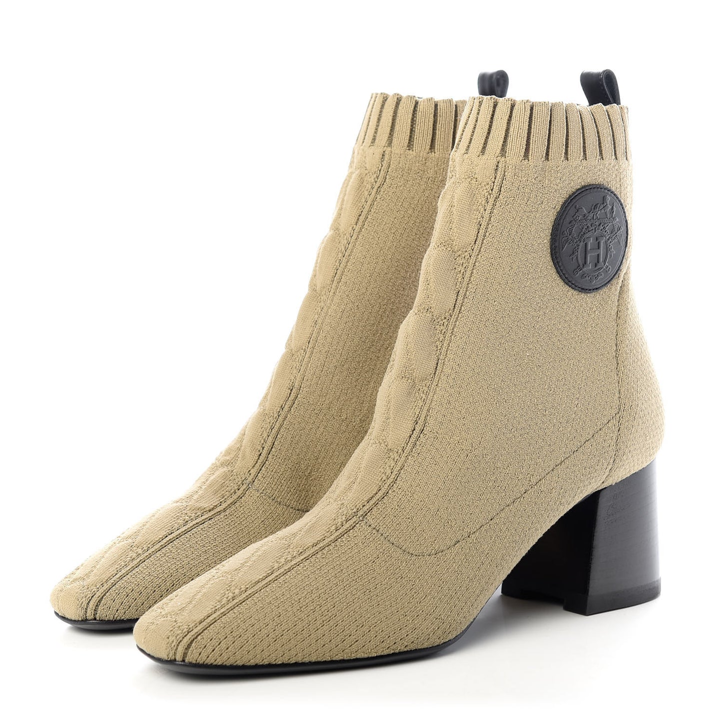 Knit Calfskin Volver 60 Ankle Boots 36 Vert Resine