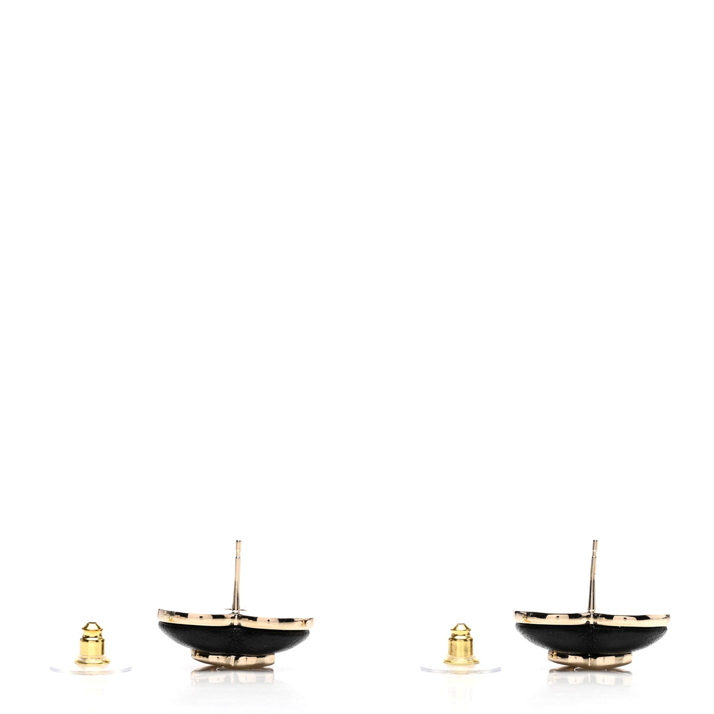 Lambskin CC Heart Earrings Black Gold