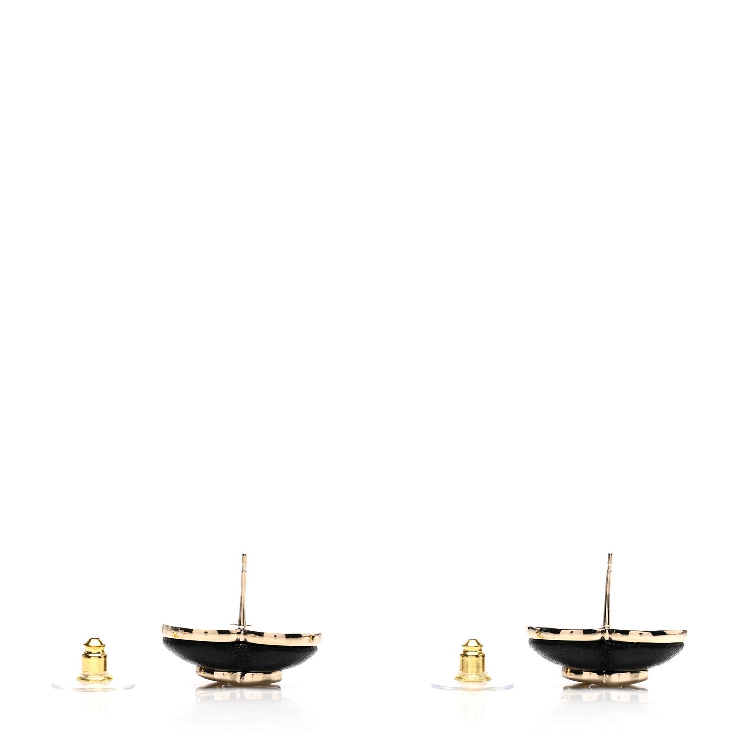 Chanel Lambskin CC Heart Earrings Black Gold 3 of 5