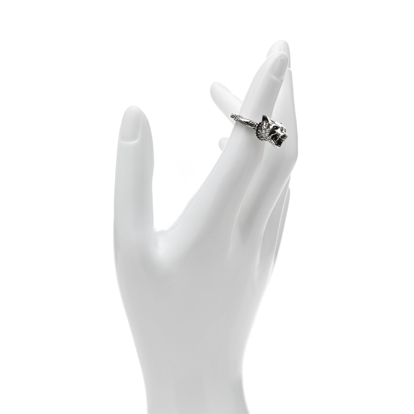 Sterling Silver Anger Forest Wolf Head Ring 46 3.75