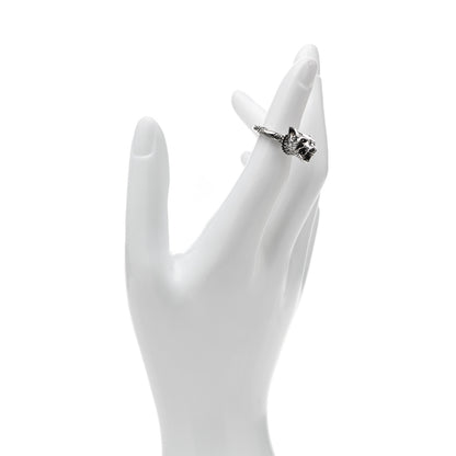 Gucci Sterling Silver Anger Forest Wolf Head Ring 46 3.75 2 of 5