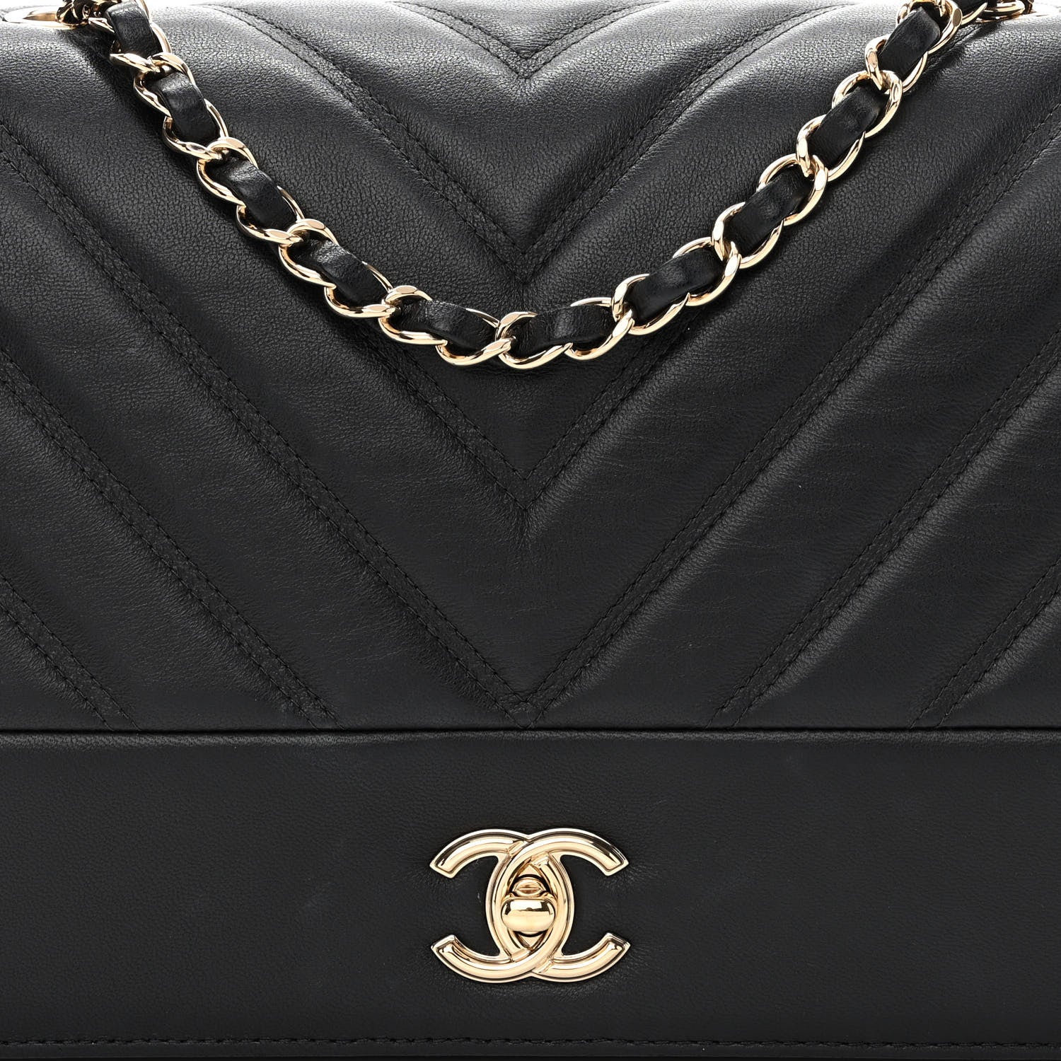 Chanel Calfskin Chevron Quilted Large Flap Black 8 of 10
