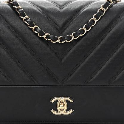 Chanel Calfskin Chevron Quilted Large Flap Black 8 of 10