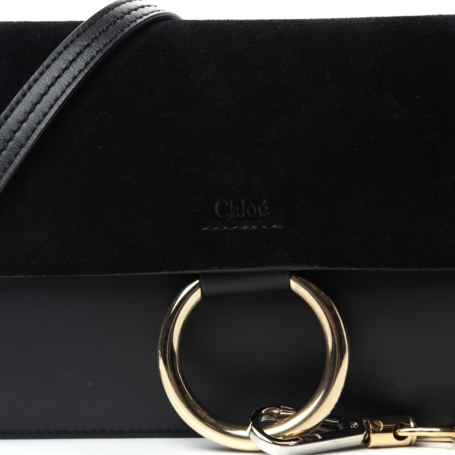 Chloe Suede Calfskin Small Faye Shoulder Bag Black 9 of 10