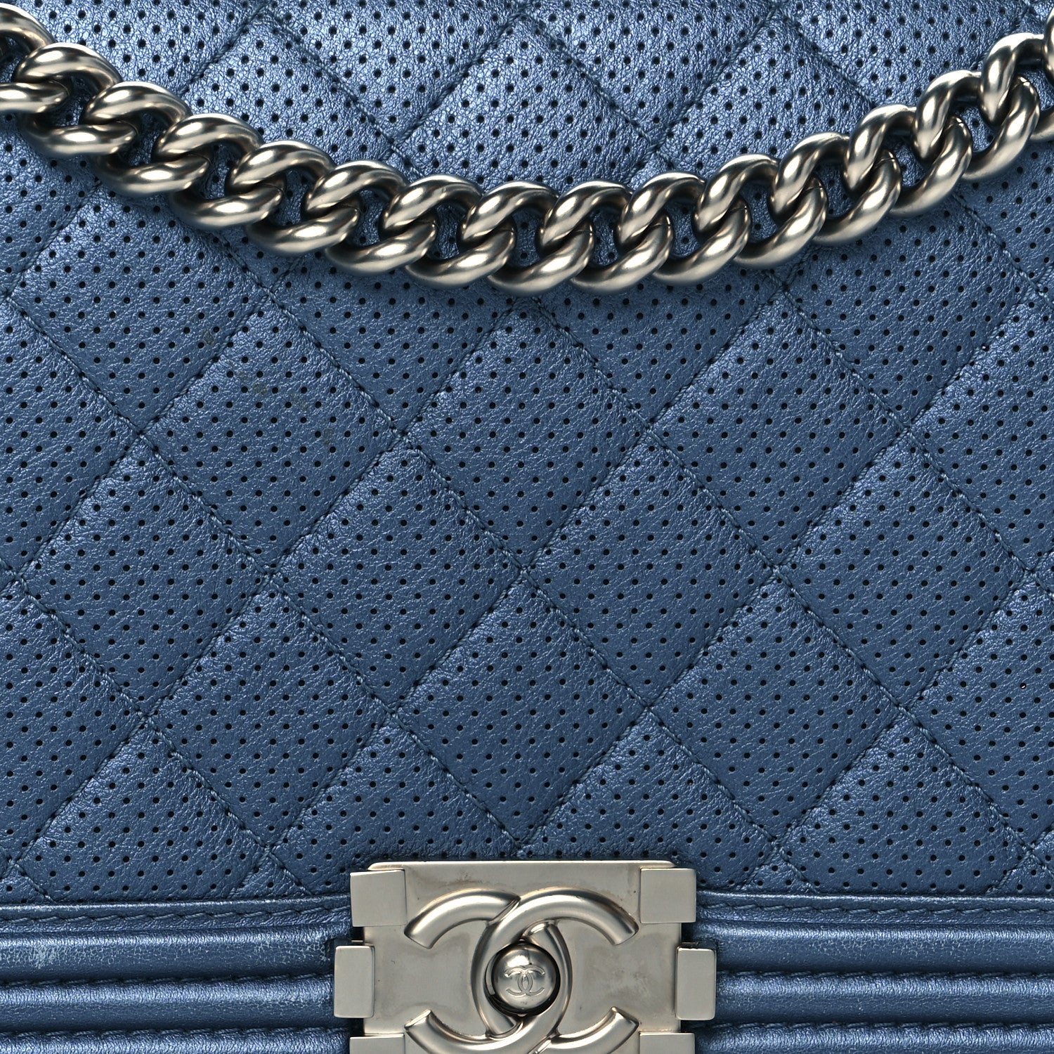 Chanel Perforated Lambskin Quilted New Medium Boy Flap Blue 5 of 18