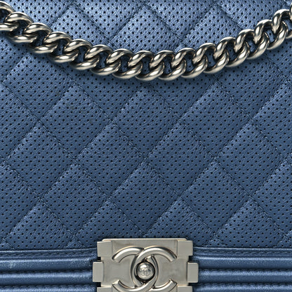 Chanel Perforated Lambskin Quilted New Medium Boy Flap Blue 5 of 18