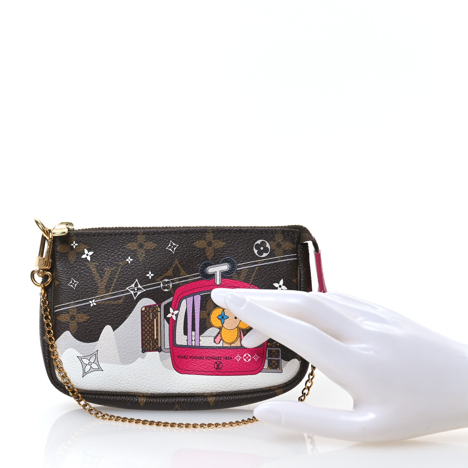 Louis Vuitton Monogram 2019 Christmas Animation Mini Courchevel Pochette Accessories Fuchsia 2 of 7