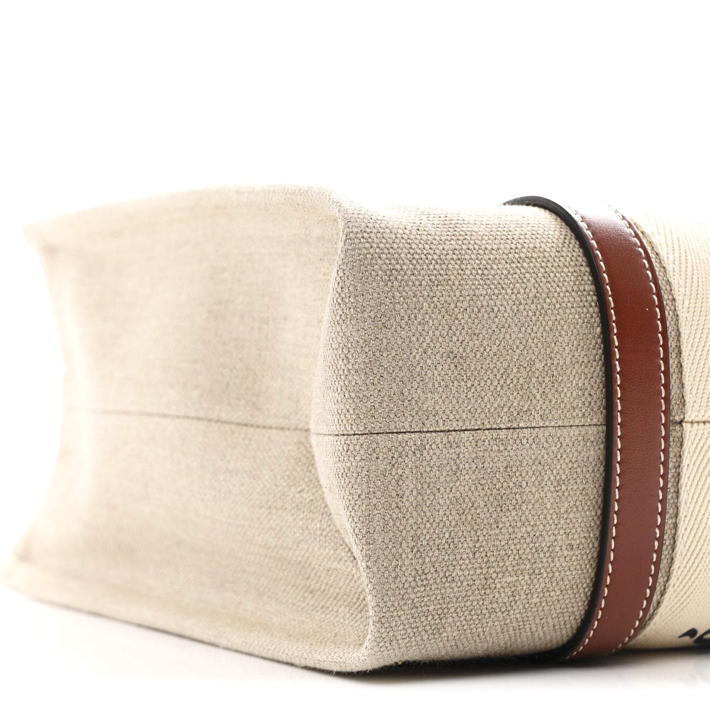 Cotton Calfskin Medium Woody Ribbon Tote White Brown