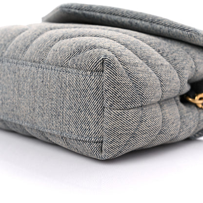 Saint Laurent Denim Y Quilted Monogram Toy Loulou Crossbody Bag Grey 8 of 10