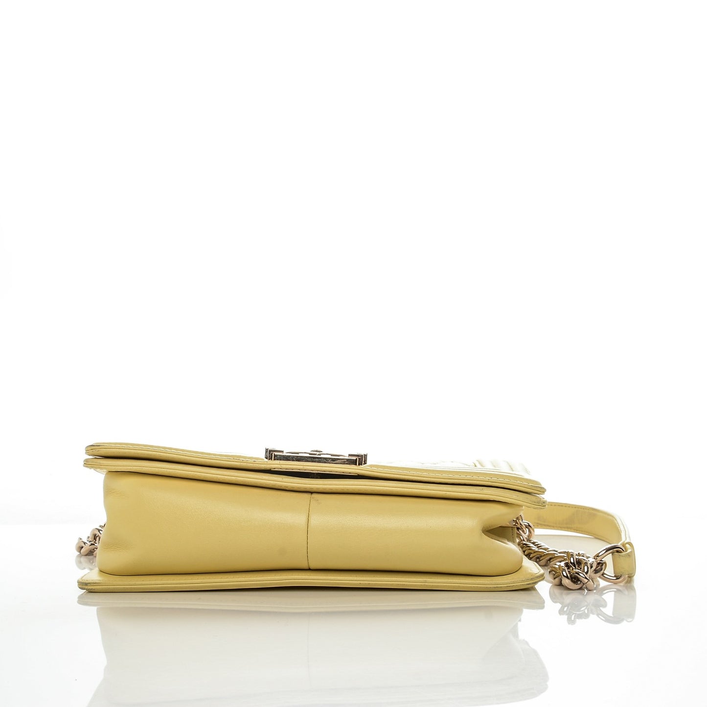 Lambskin Quilted Medium Boy Flap Yellow