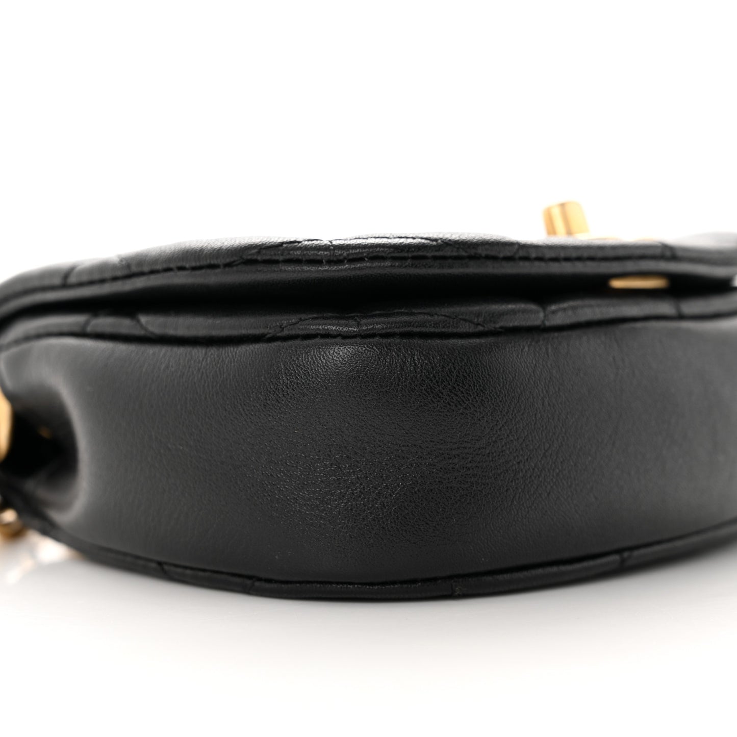 Calfskin Quilted Mini Coco Mail Clutch with Chain Black