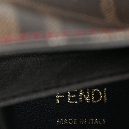 Fendi Vitello Grace Glazed Fabric FF 1974 Double F Shoulder Bag Fragola Mogano Panna 7 of 12