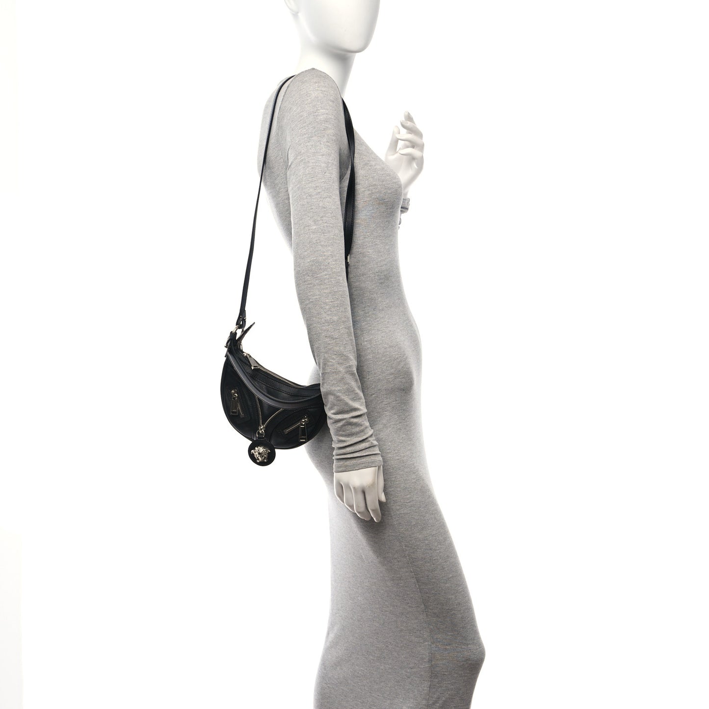 Calfskin Mini Repeat Zip Hobo Black