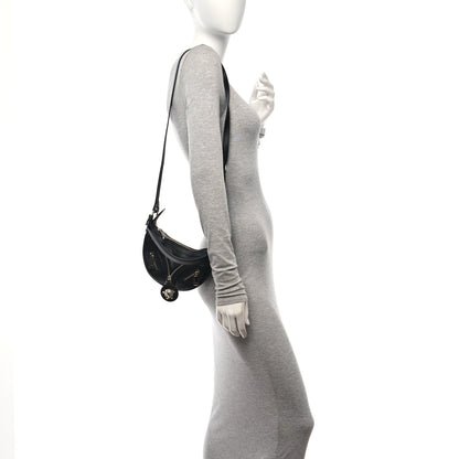 Versace Calfskin Mini Repeat Zip Hobo Black 2 of 9