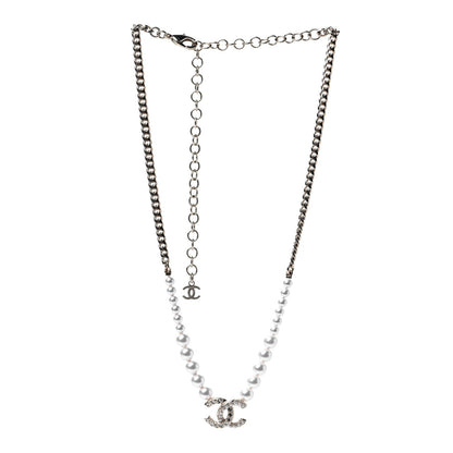 Chanel Pearl Crystal Chain CC Necklace Gold 2 of 4