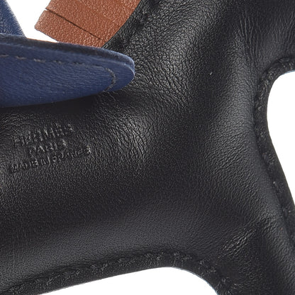 Hermes Milo Lambskin Grigri Rodeo Horse Bag Charm PM Black Bleu Saphir Gold 4 of 5