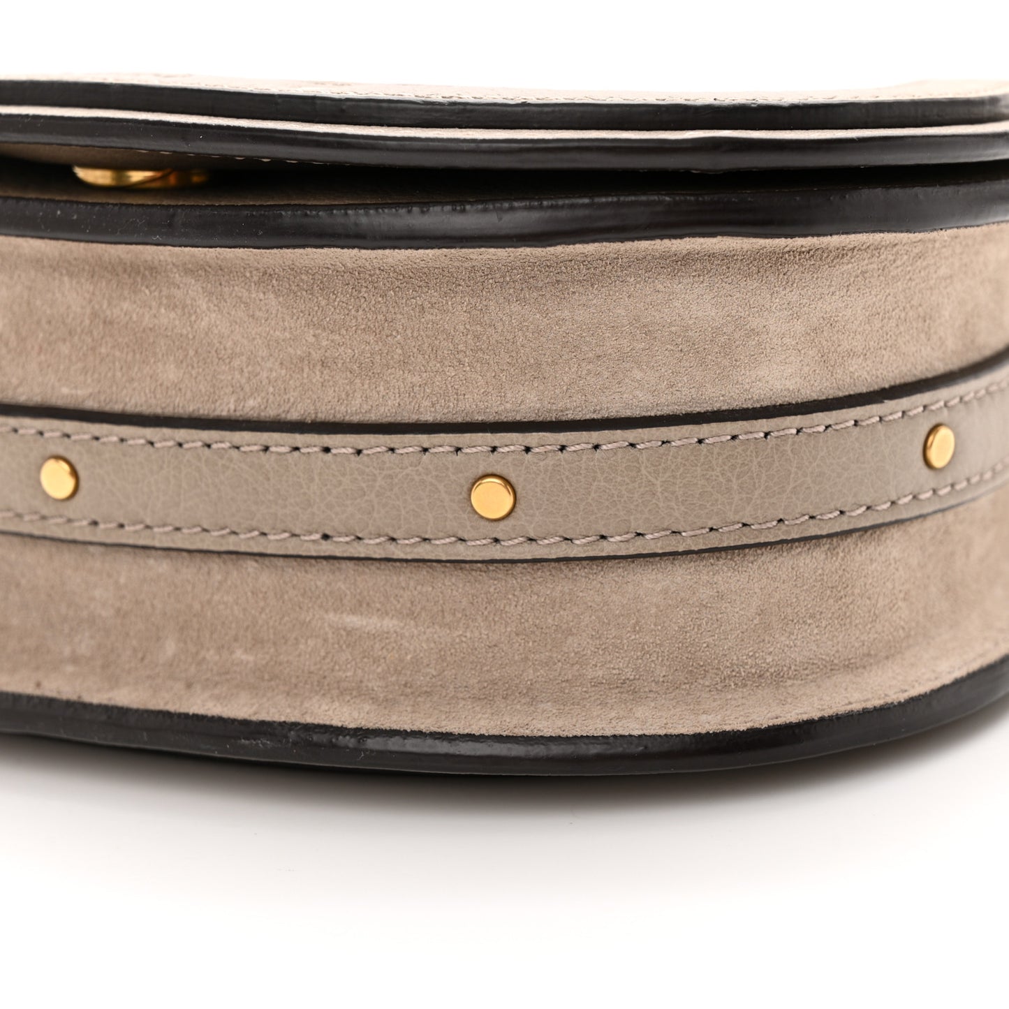 Calfskin Suede Small Nile Bracelet Bag Motty Grey