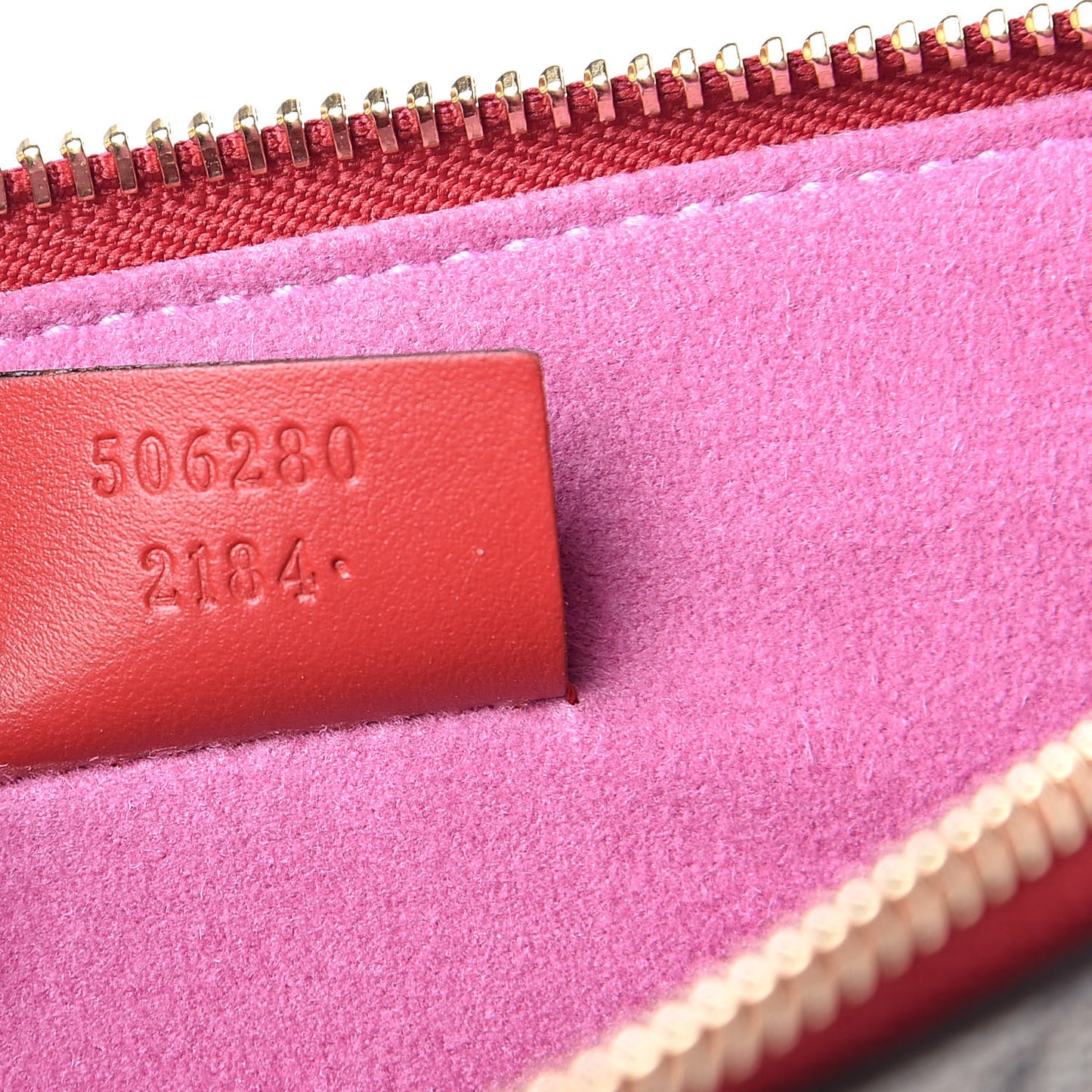 GG Supreme Monogram Bosco Patch Zip Pouch Beige Malva Hibiscus Red