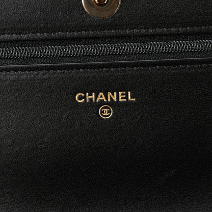 Chanel Lambskin Quilted Pearl Wallet On Chain WOC Black 6 of 11