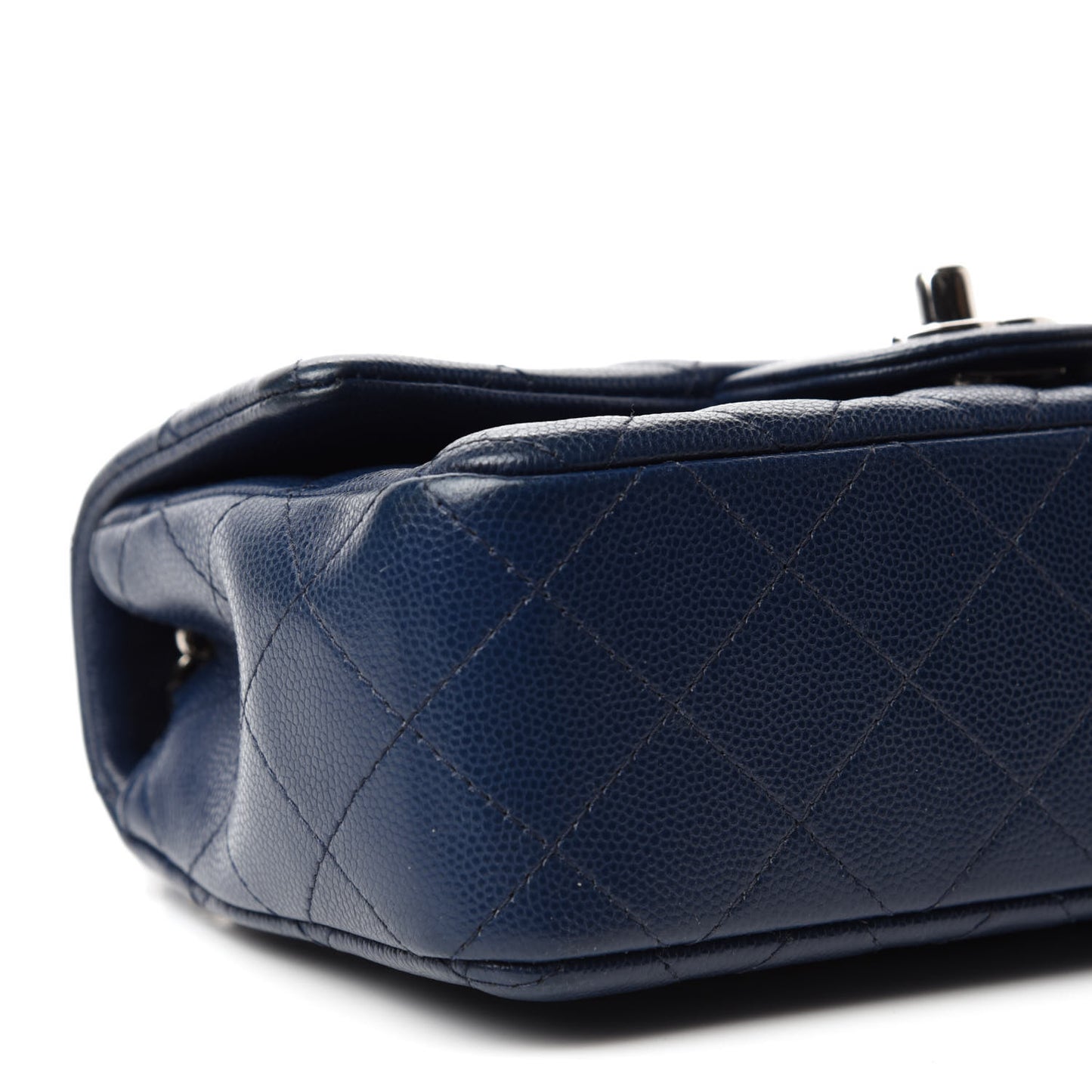 Caviar Quilted Mini Rectangular Flap Navy
