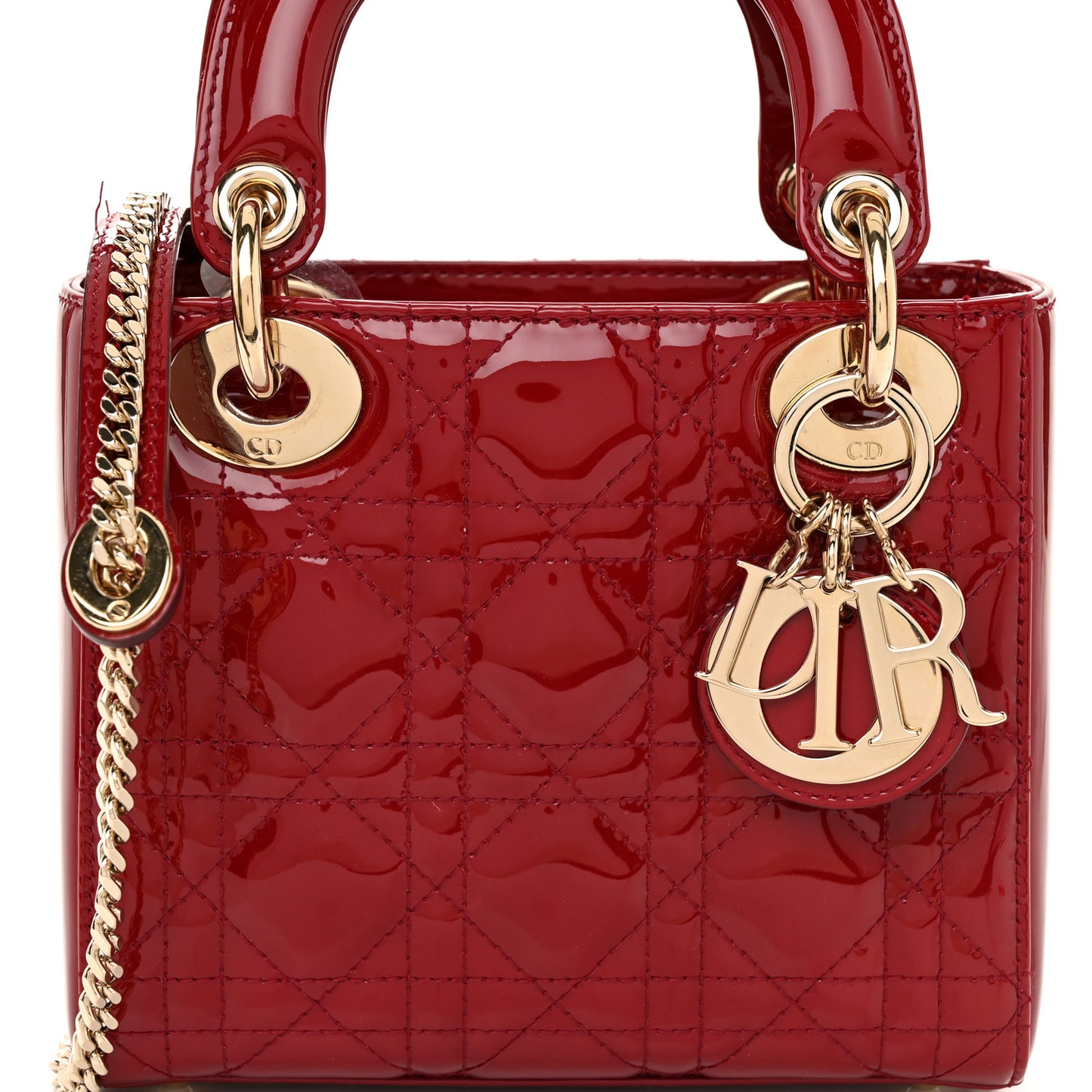 Patent Cannage Mini Lady Dior Red
