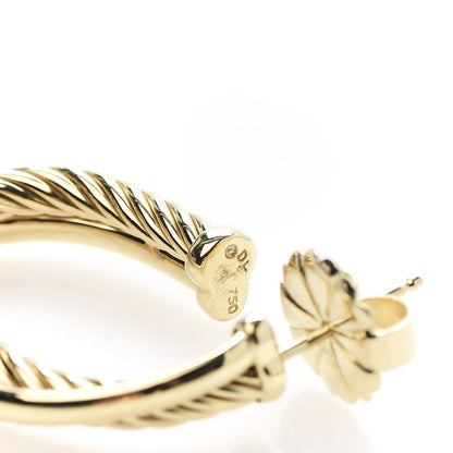 David Yurman 18K Yellow Gold 28mm Cable Crossover Hoop Earrings 4 of 4