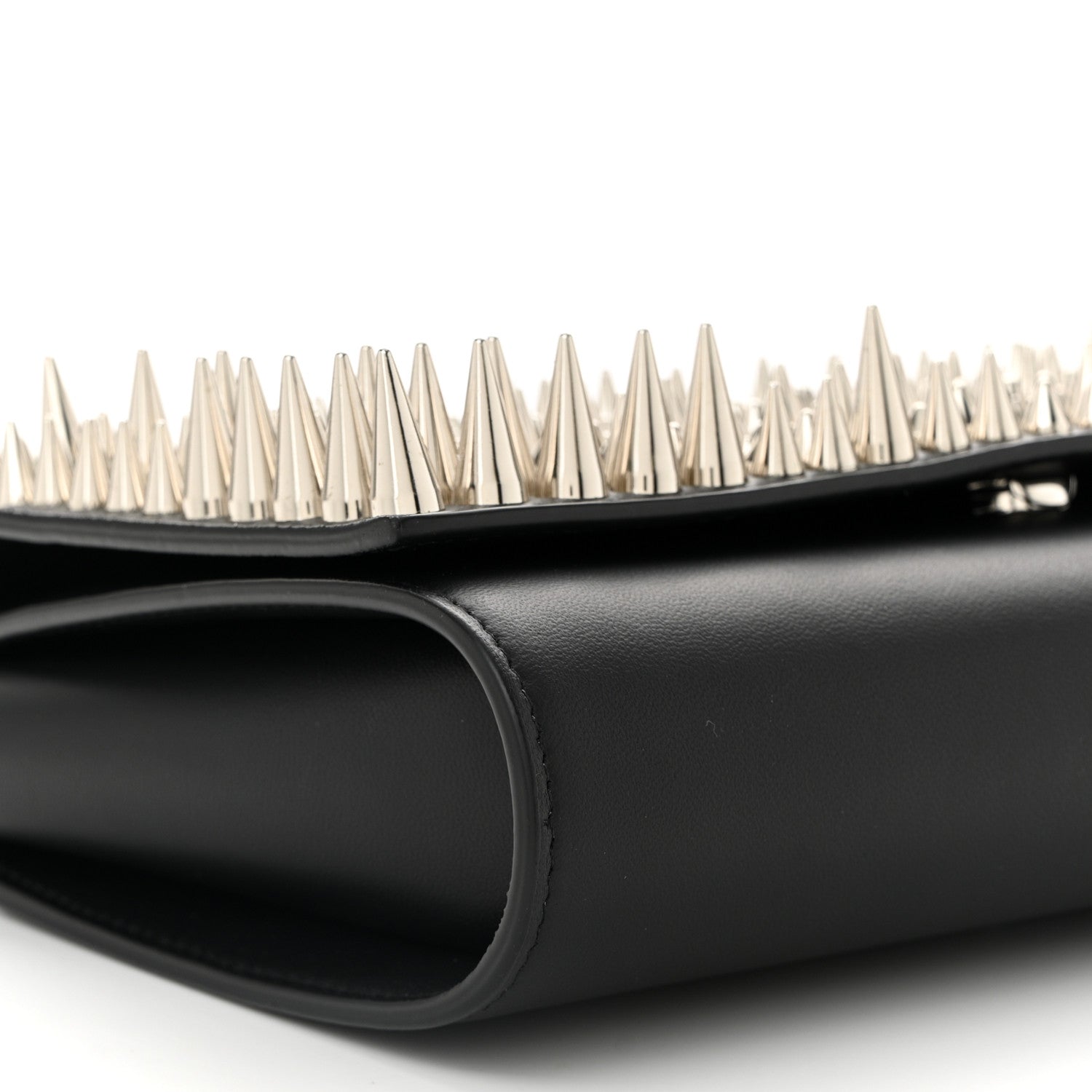 Christian Louboutin Calfskin Spikes Paloma Clutch Black 9 of 11