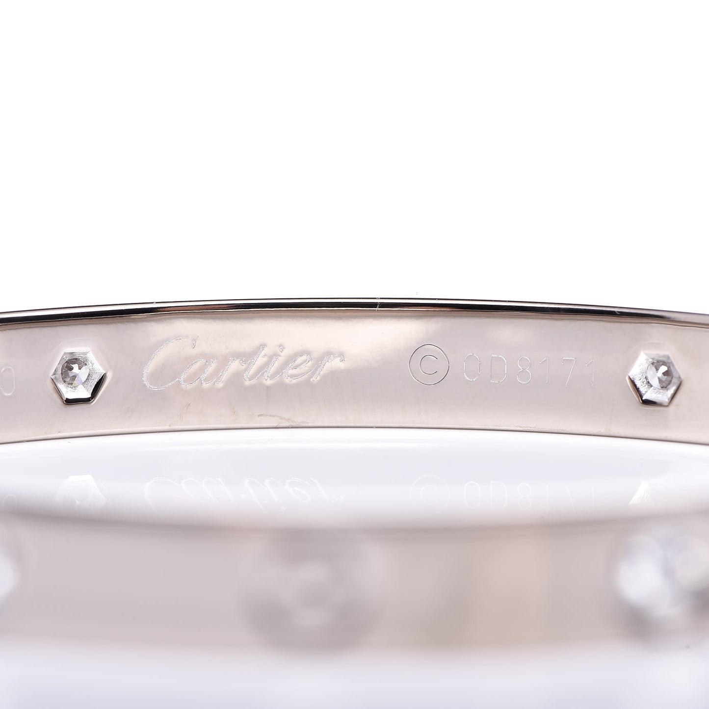 18K White Gold 4 Diamond LOVE Bracelet 17