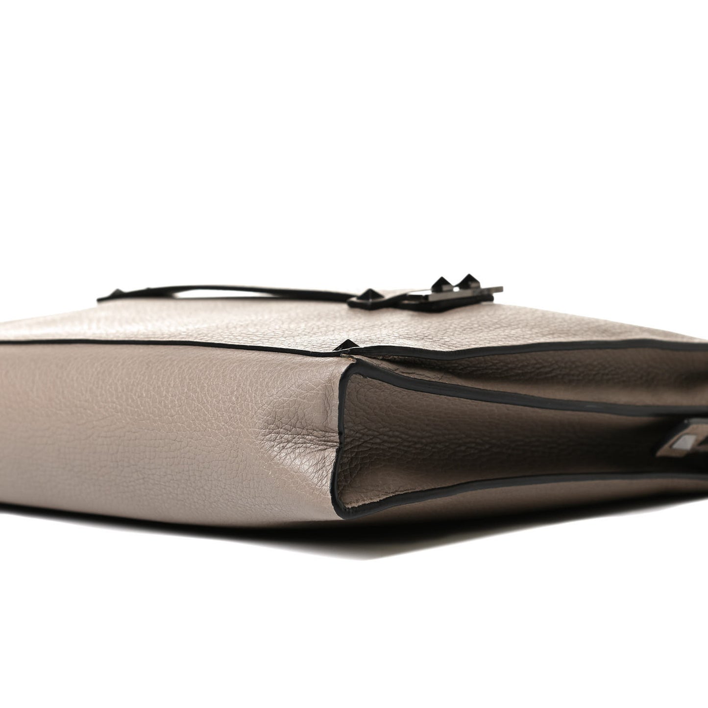 Pebbled Calfskin Rockstud Strap Clutch Poudre