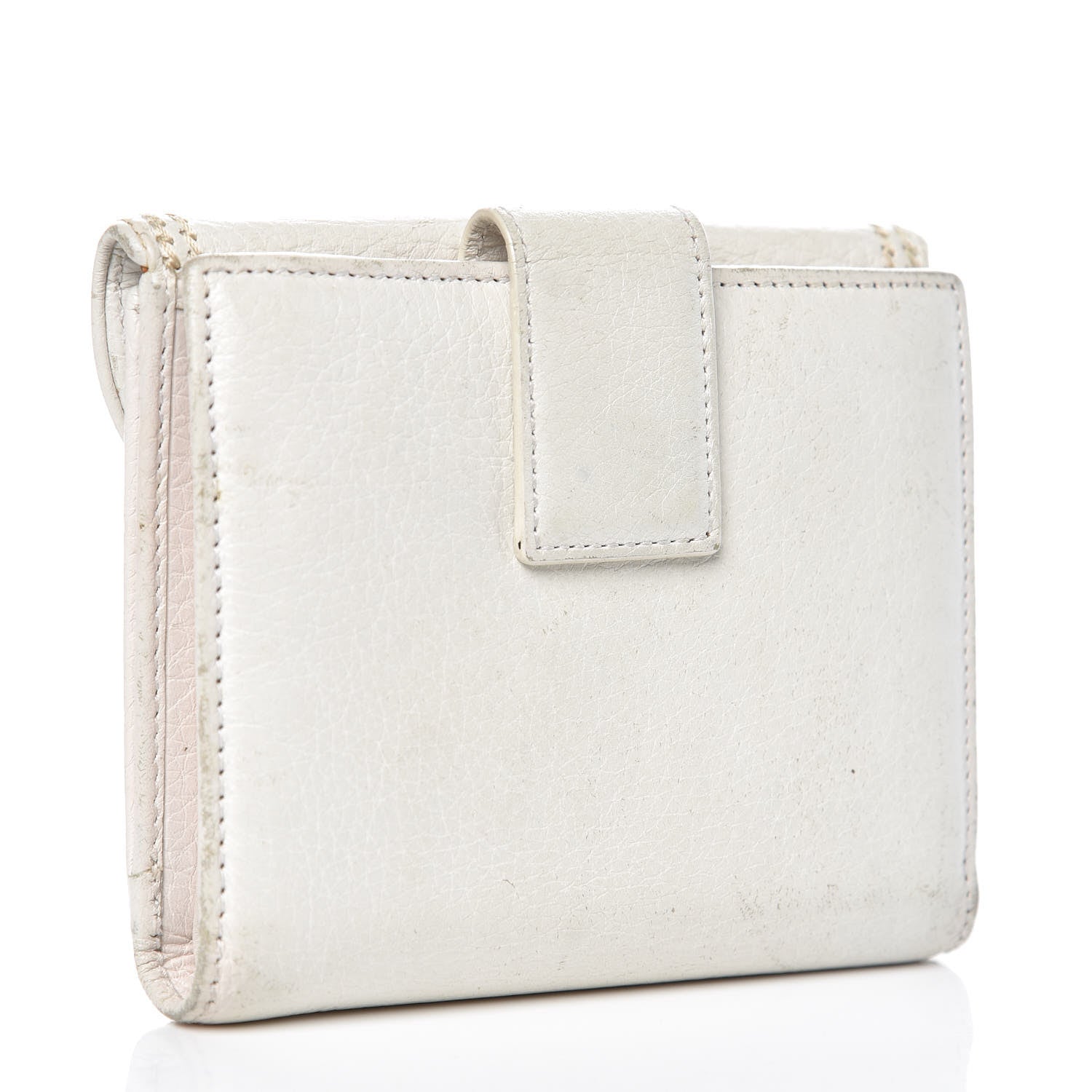 Christian Dior Calfskin Embroidered Romantic Flowers Saddle Compact Wallet White 3 of 17