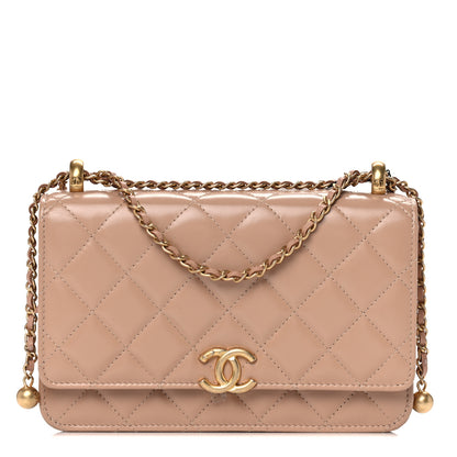 Chanel Calfskin Quilted Perfect Fit Wallet On Chain WOC Beige 1 of 5
