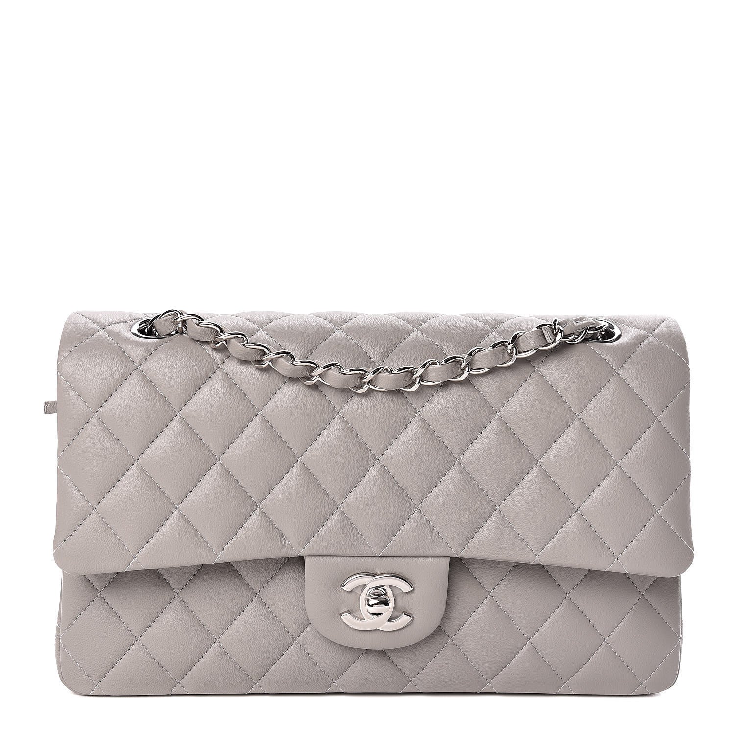 Chanel Lambskin Quilted Medium Double Flap Grey 1 of 11