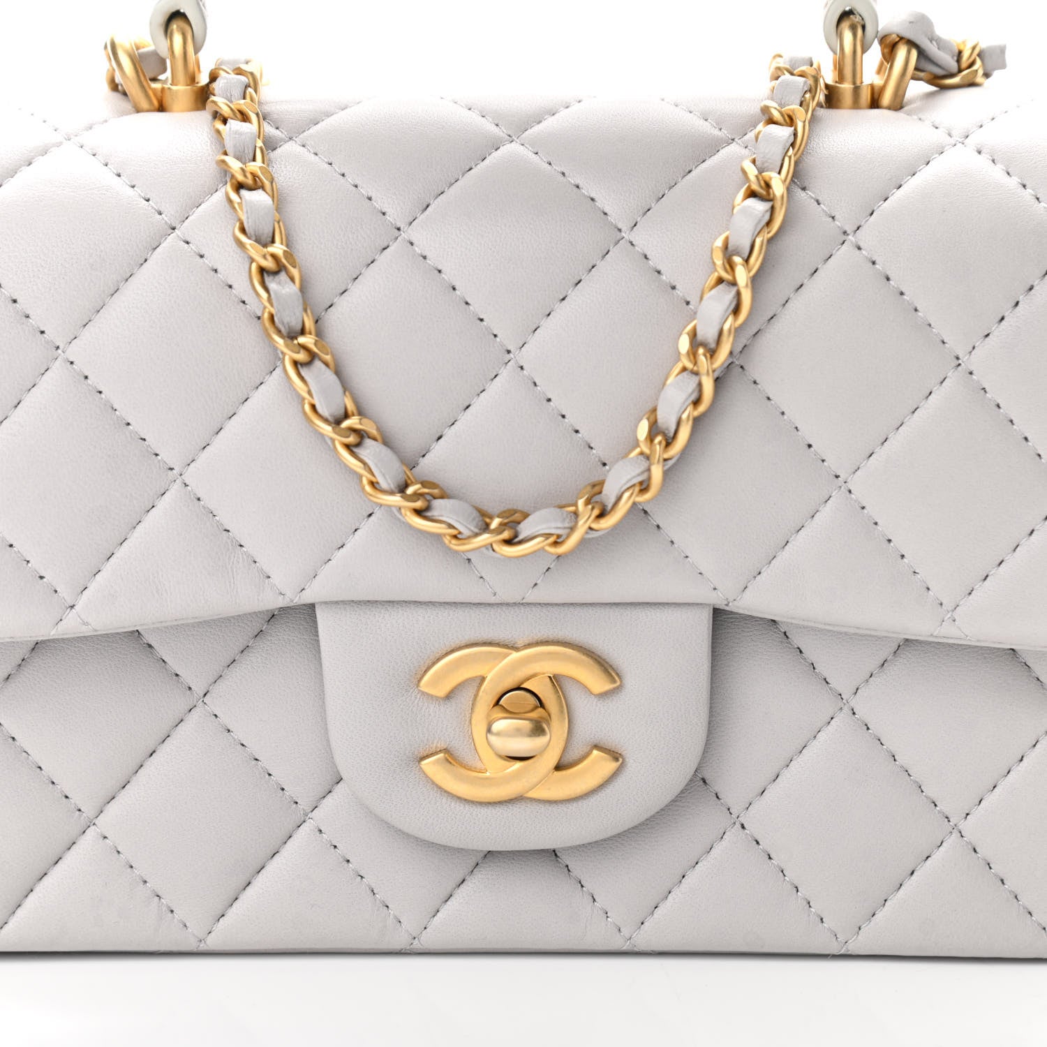 Chanel Lambskin Quilted Mini Top Handle Rectangular Flap Grey 8 of 11