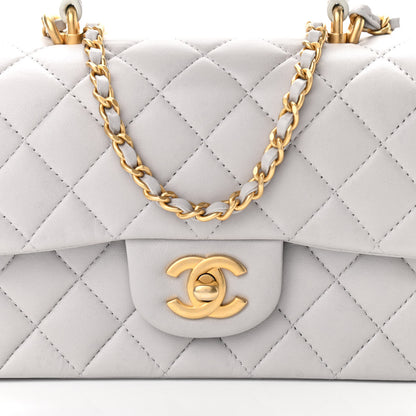 Chanel Lambskin Quilted Mini Top Handle Rectangular Flap Grey 8 of 11