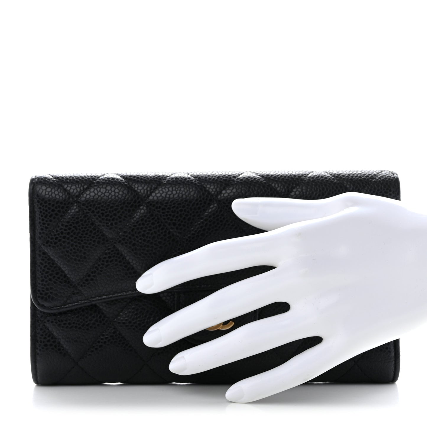 Caviar Quilted Large Flap Wallet Black