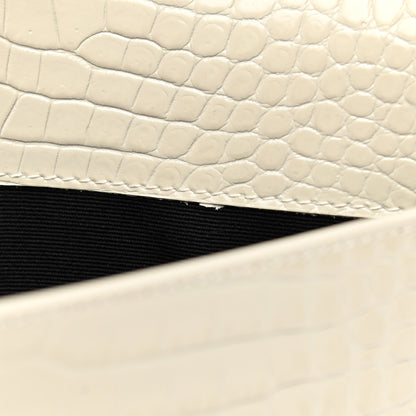 Saint Laurent Calfskin Crocodile Embossed Uptown Monogram Pouch Crema Soft 7 of 7