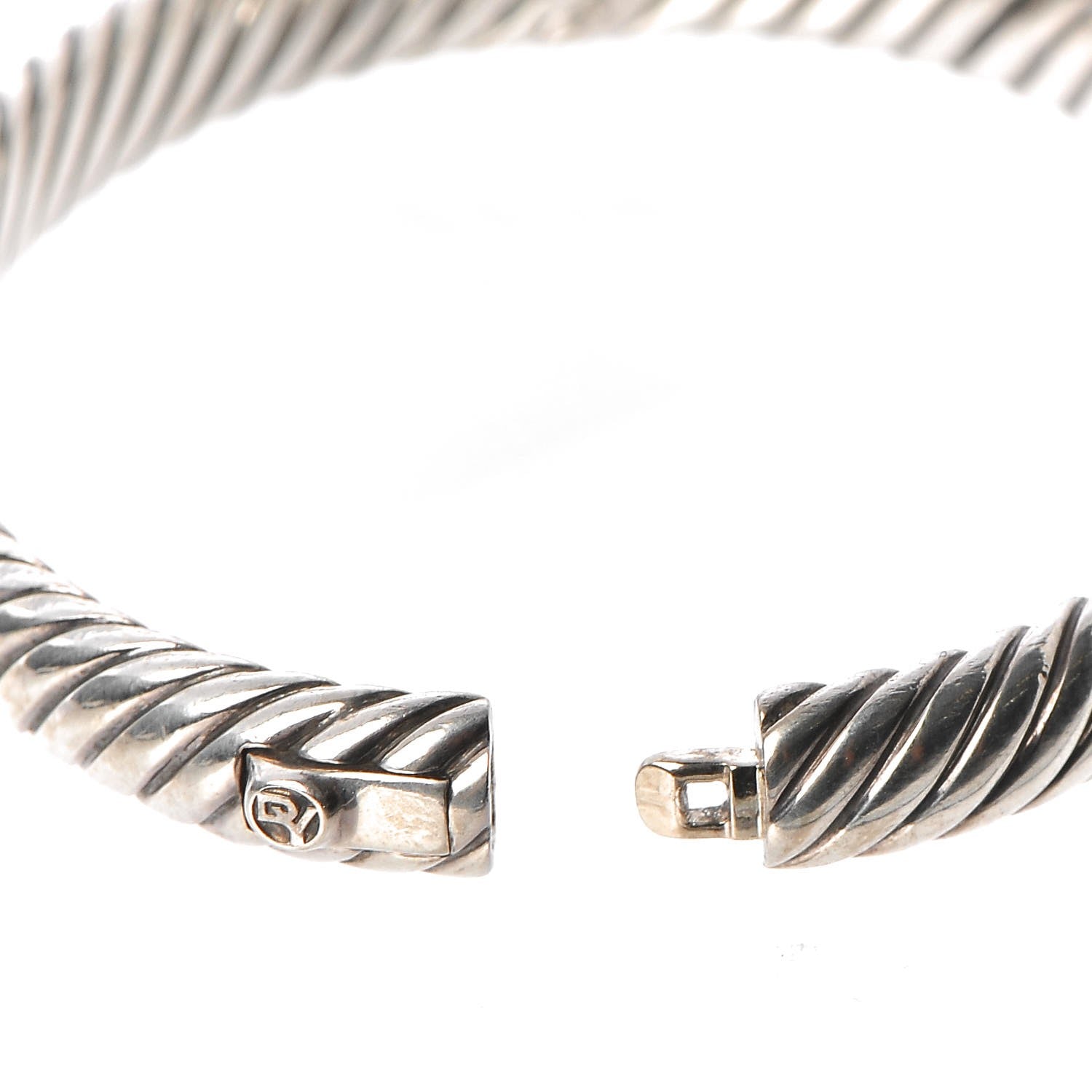 David Yurman Sterling Silver 18K Yellow Gold 7mm Cable Buckle Bracelet 4 of 5