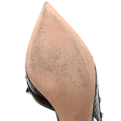 Valentino Garavani Snakeskin Rockstud Half D'Orsay Slingback 50mm Pumps 38 Black 10 of 14